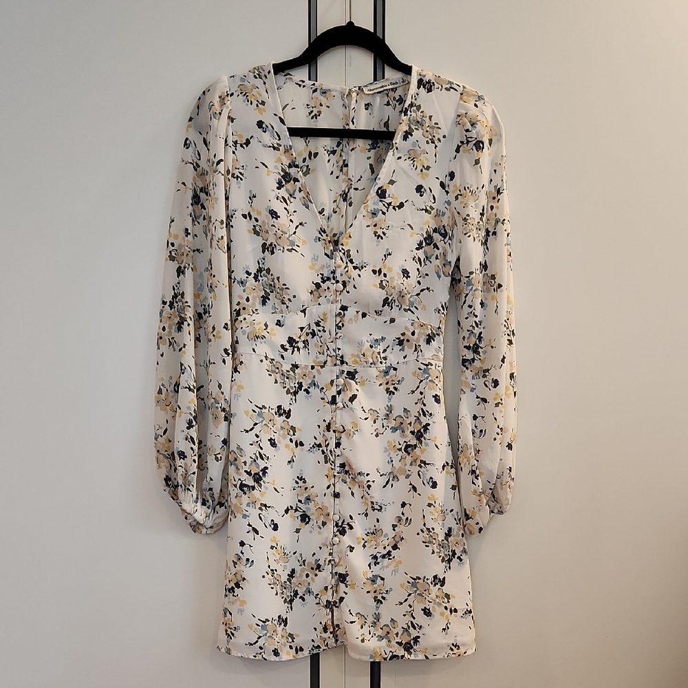 Abercrombie & Fitch Floral Long Sleeve Button-through Mini Dress Size S